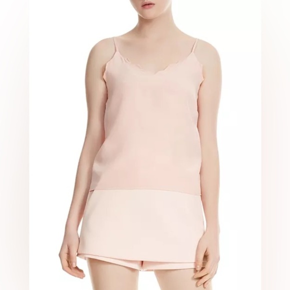 Maje Light Pink Scalloped 100% Silk Tank Top Size 1 US Small - Picture 1 of 8